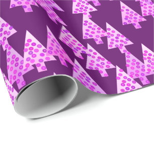 Modern flower Christmas trees - amethyst purple Wrapping Paper