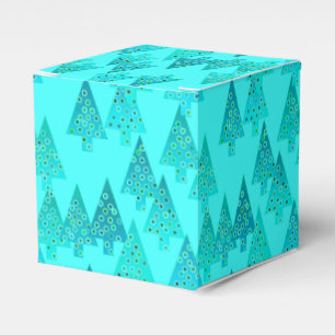Modern flower Christmas trees - aqua & peacock Favor Box