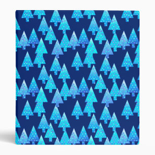 Modern flower Christmas trees - cobalt blue Binder