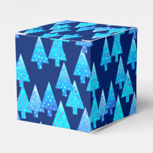 Modern flower Christmas trees - cobalt blue Favor Box