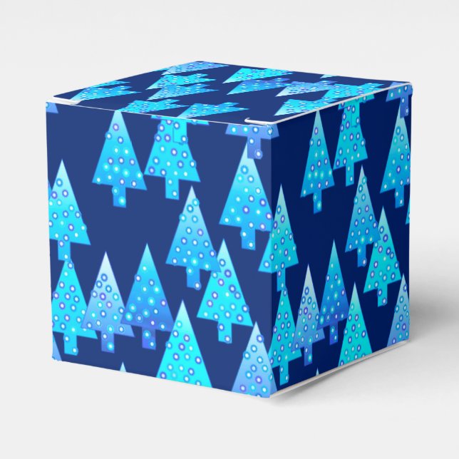 Modern flower Christmas trees - cobalt blue Favor Box (Front Side)