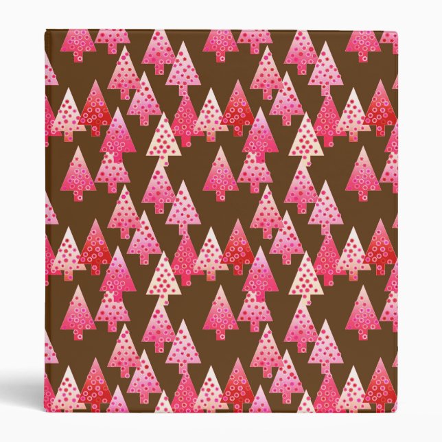 Modern flower Christmas trees - coral & brown Binder (Front)