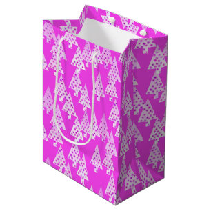 Modern Flower Christmas Trees, Deep Orchid Pink Medium Gift Bag