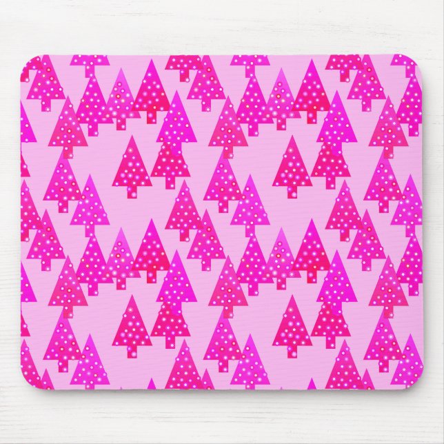 Modern flower Christmas trees - fuchsia pink Mouse Pad (Front)