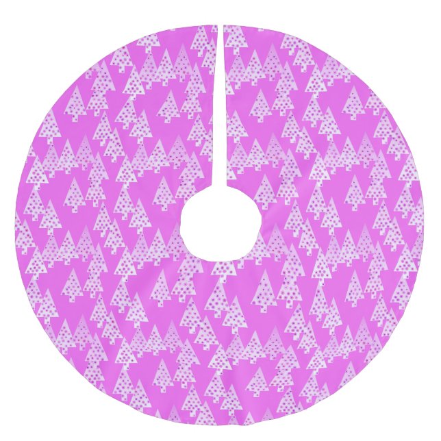 Modern flower Christmas trees - orchid pink Brushed Polyester Tree Skirt (Front)