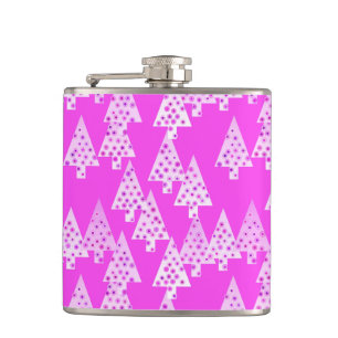 Modern flower Christmas trees - orchid pink Hip Flask