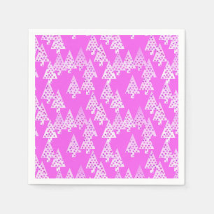 Modern flower Christmas trees - orchid pink Napkin