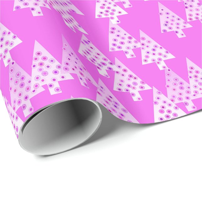 Modern flower Christmas trees - orchid pink Wrapping Paper (Roll Corner)