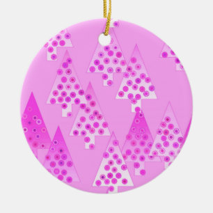Modern flower Christmas trees - orchid & violet Ceramic Ornament