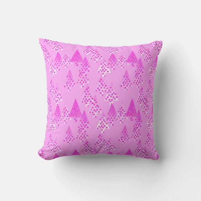 Modern flower Christmas trees - orchid & violet Throw Pillow (Front)