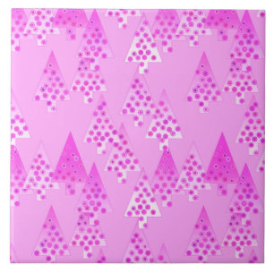 Modern flower Christmas trees - orchid & violet Tile