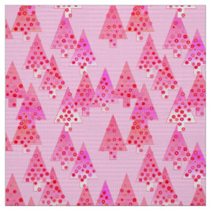 Modern flower Christmas trees - pastel pink Fabric