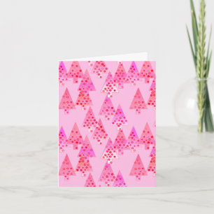 Modern flower Christmas trees - pastel pink Holiday Card