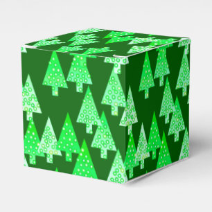 Modern flower Christmas trees - pine green Favor Box