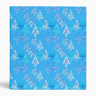 Modern flower Christmas trees - sky blue Binder