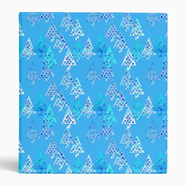 Modern flower Christmas trees - sky blue Binder (Front)