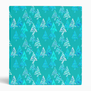 Modern flower Christmas trees - turquoise Binder