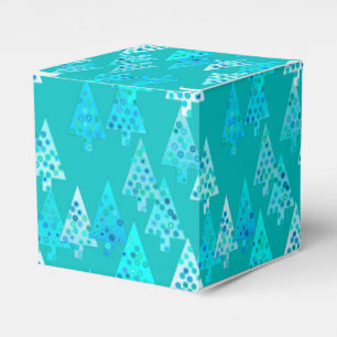 Modern flower Christmas trees - turquoise Favor Box