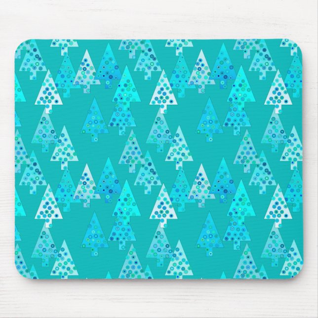 Modern flower Christmas trees - turquoise Mouse Pad (Front)