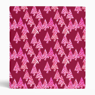 Modern flower Christmas trees - wine & pink Binder