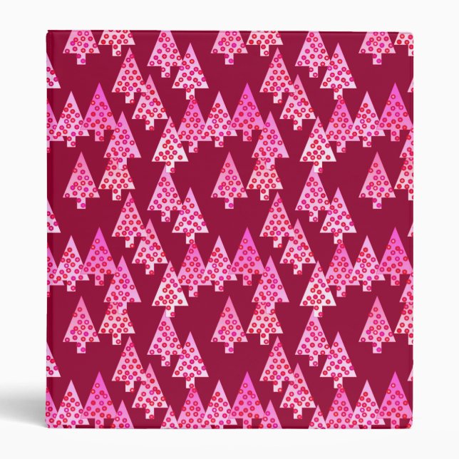Modern flower Christmas trees - wine & pink Binder (Front)