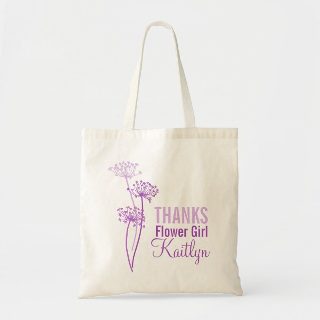 Modern flower cows parsley purple flower girl bag (Front)