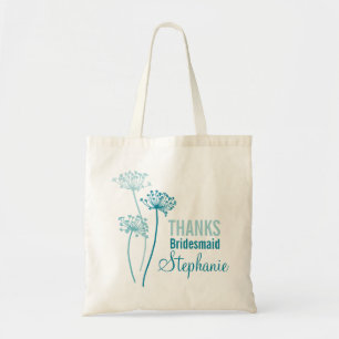 Modern flower cows parsley teal bridesmaid bag