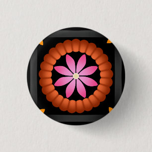 Modern Flower design on black background  1 Inch Round Button