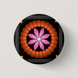Modern Flower design on black background  1 Inch Round Button