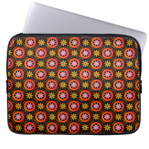 Modern Flower design on black background Laptop Sleeve