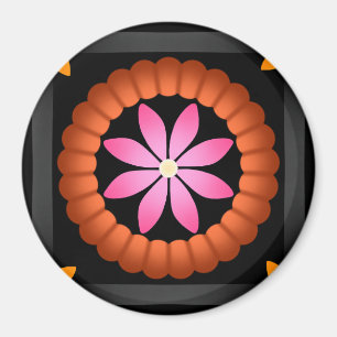 Modern Flower design on black background  Magnet