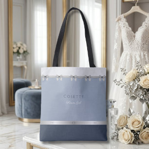 Modern Flower Girl   Luxury Dusty Blue Wedding Tote Bag