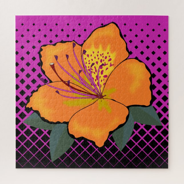 Modern Flower on Geometric Shape Jigsaw Puzzle (Vertical)