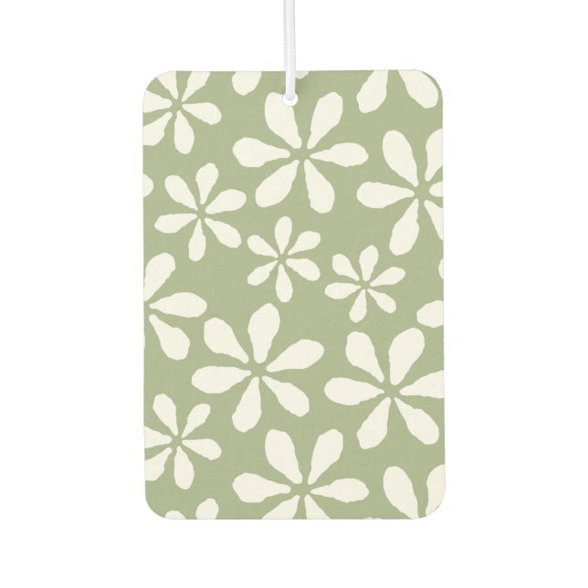 Modern Flower Pattern Chic Sage Green Girly Floral Air Freshener (Front)
