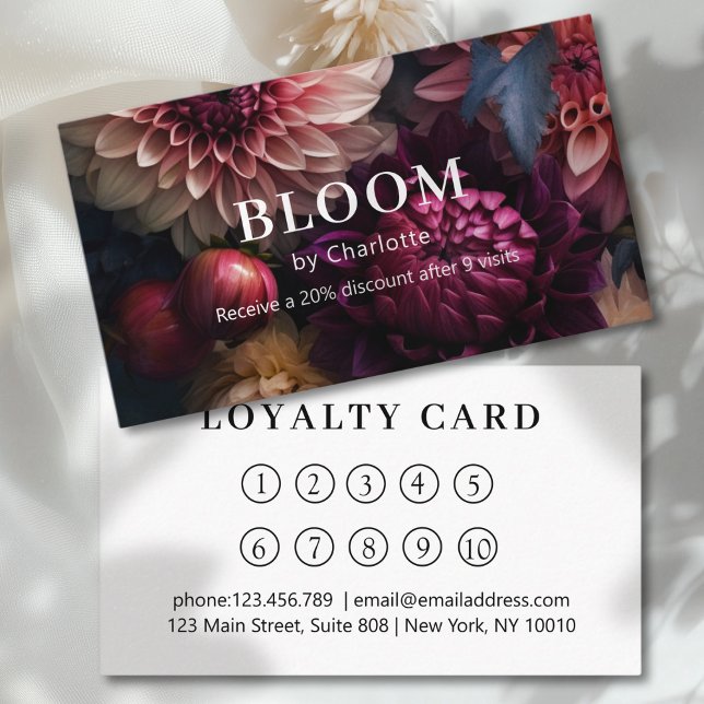 Modern Flower Salon Loyalty Business Card (Modern Flower Salon Loyalty Business Card)