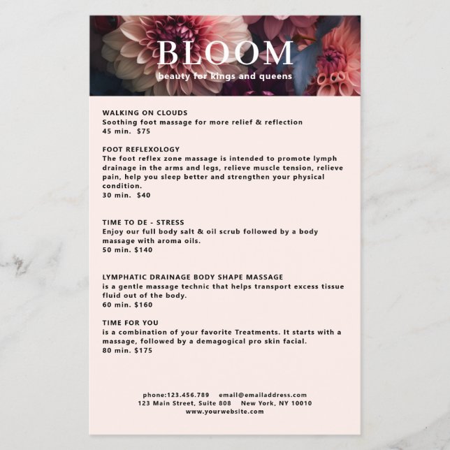 Modern Flower Salon Pricelist QR Code Flyer (Front)