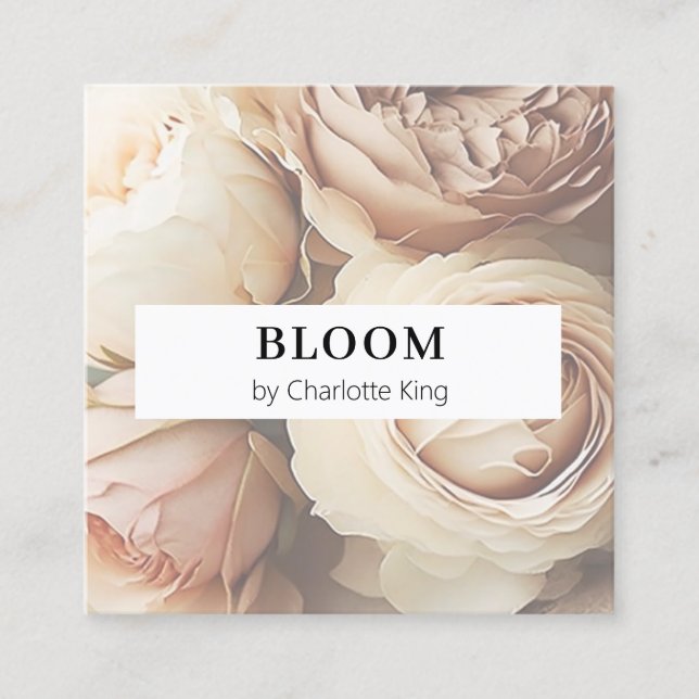 Modern, flower square business card (Front)