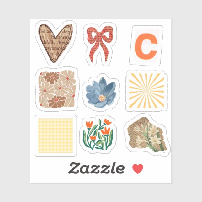 Modern flowers Bow and pattern Scrapbooking (Sheet)