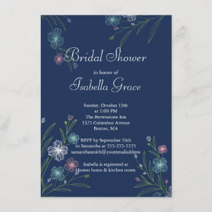 Modern Flowers floral Bridal Shower Invitations