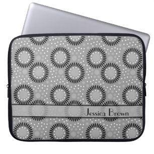 Modern Flowers Grey Polka Dots Laptop Sleeve