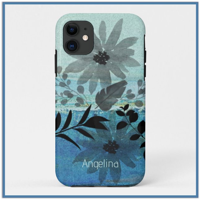 Modern Flowers On Dreamy Blue Background  Case-Mate iPhone Case (Creator Uploaded)