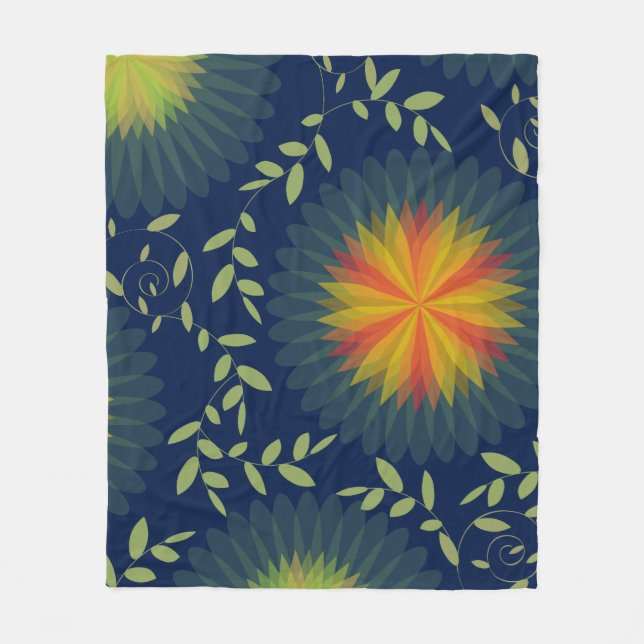 Modern Flowers & Vines Fleece Blanket (Front)