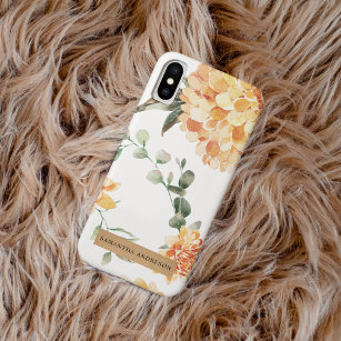 Modern Flowers Yellow & Kraft Personalized Gift Case-Mate iPhone Case