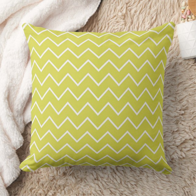 Modern Fluorescent Green Zig Zag Chevron Pattern  Throw Pillow (Blanket)