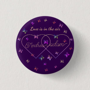 modern flying butterflies heart 1 inch round button