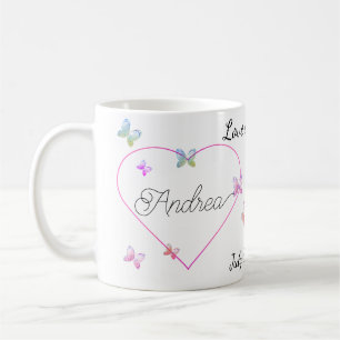 modern flying butterflies heart coffee mug