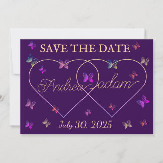 modern flying butterflies heart save the date