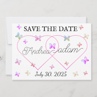 modern flying butterflies heart save the date