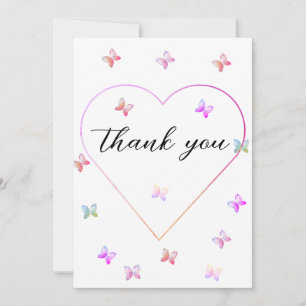 modern flying butterflies heart thank you card