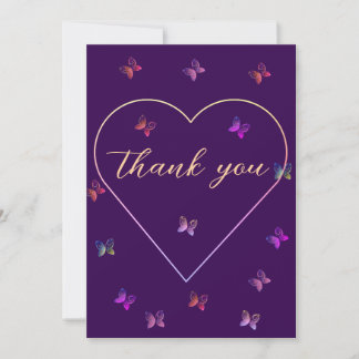 modern flying butterflies heart thank you card
